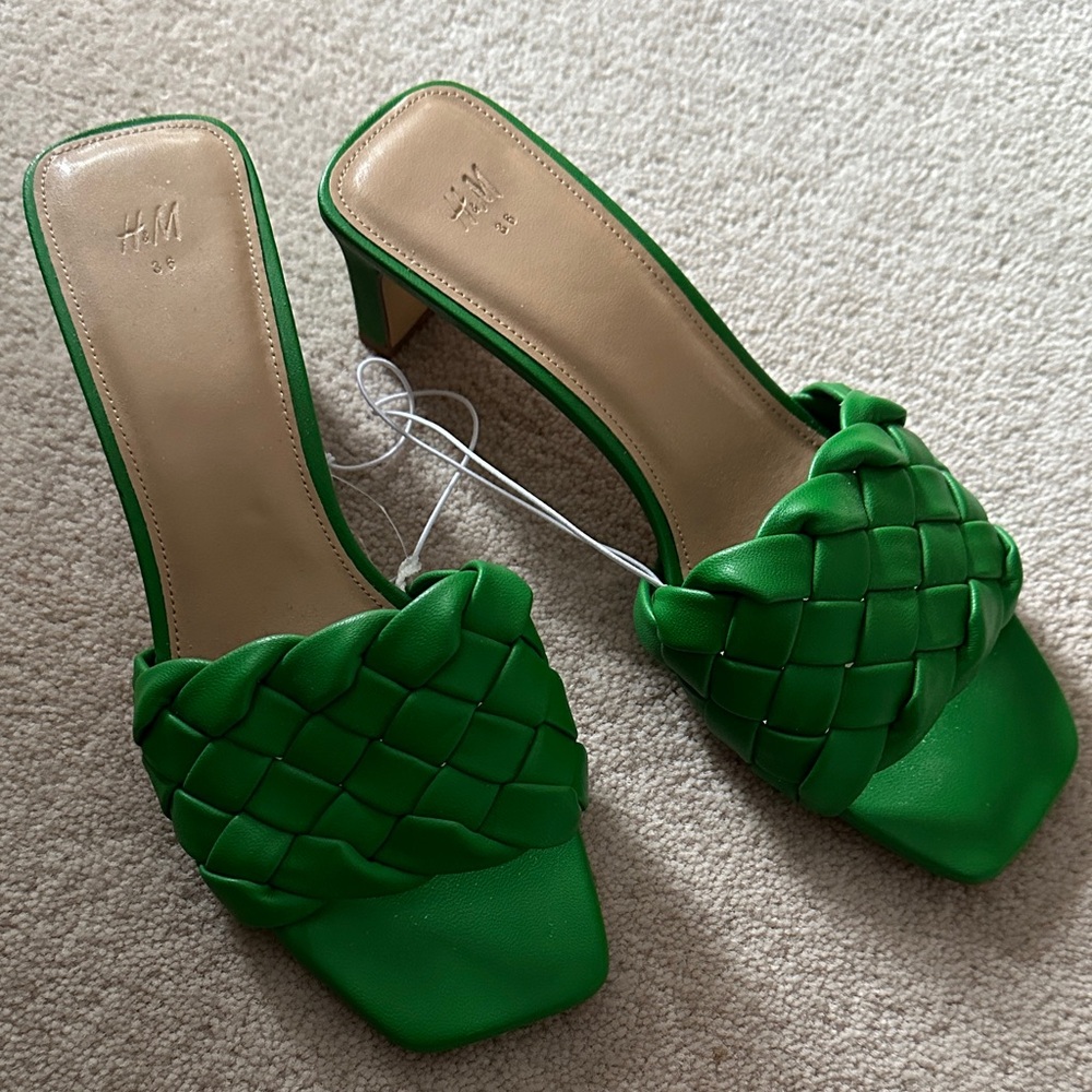 H&M Vibrant Green Braided Heels